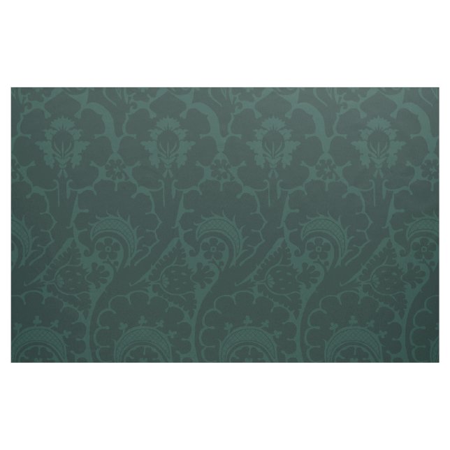 Dark Blue-Green Renaissance Floral Fabric (Fat Quarter)