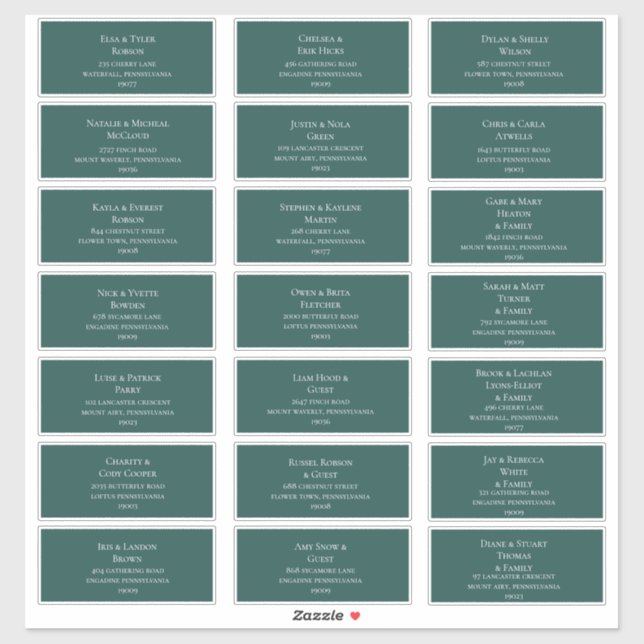 Dark blue Green Wedding Guest Address Labels (Sheet)