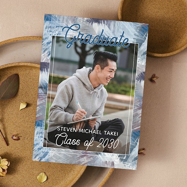 Dark Blue Grey Abstract Graduation Announcement (Creator Uploaded)