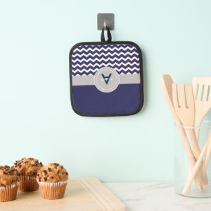 Dark Blue Grey Chevron Pot Holder