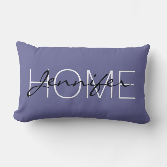 Dark blue-grey colour home monogram lumbar cushion (Front)
