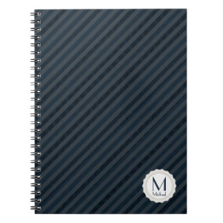 Dark Blue & Grey Personalised Monogram Spiral Notebook