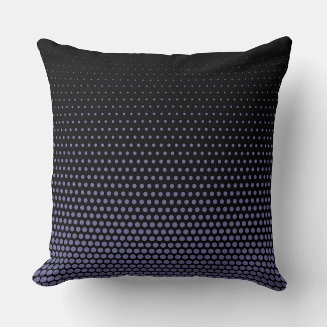 Dark blue-grey Techno Dots Modern Black Cushion (Front)