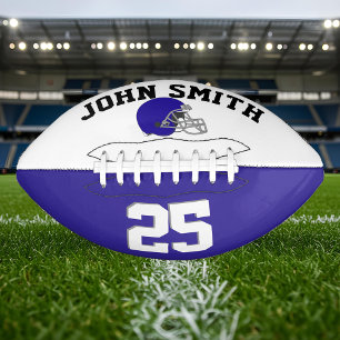 Dark Blue Helmet White Blue•Custom Football