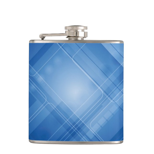 Dark blue hi-tech background hip flask (Front)