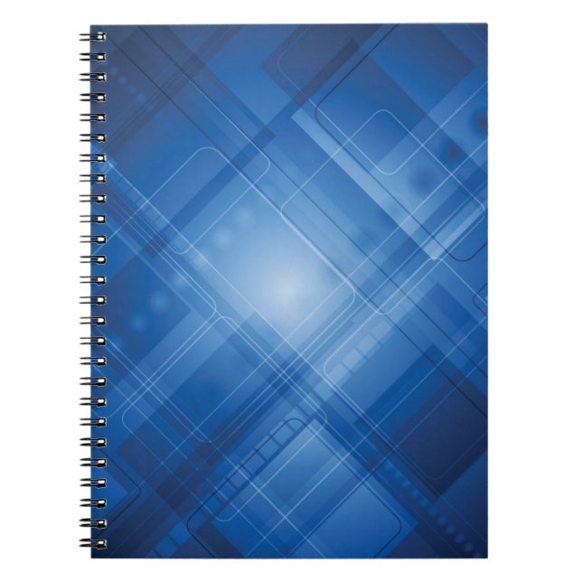 Dark blue hi-tech background spiral notebook (Front)