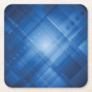 Dark blue hi-tech background square paper coaster