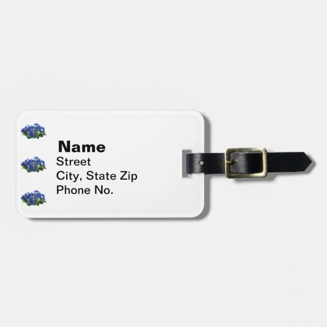 Dark Blue Hydrangea Lace Cap Luggage Tag (Front Horizontal)