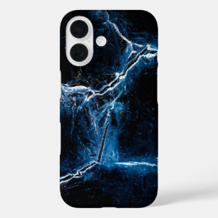 Dark Blue Ice Art Photo iPhone 16 Case