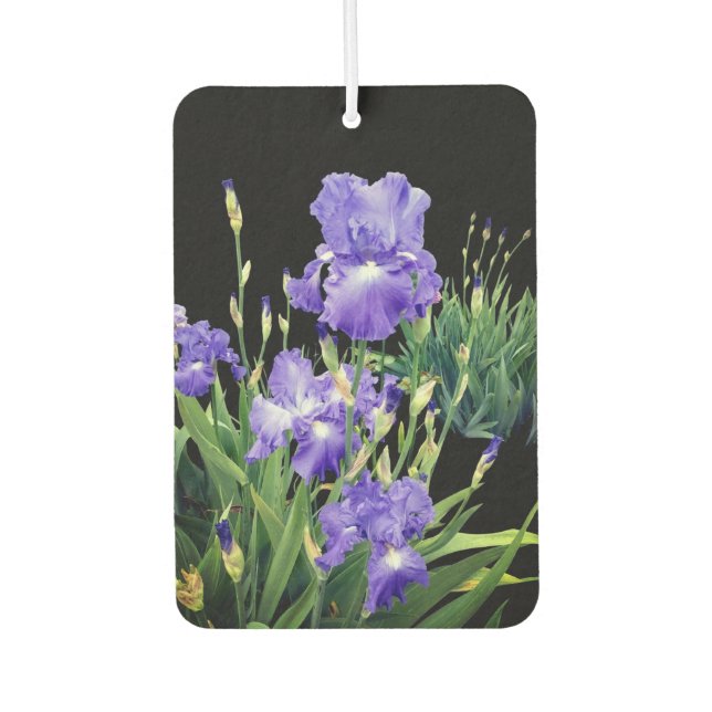 Dark blue iris flowers car air freshener (Front)