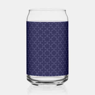 Dark Blue Islamic Geometric Pattern Can Glass
