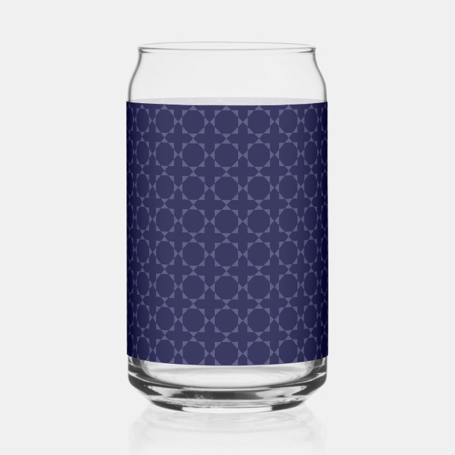 Dark Blue Islamic Geometric Pattern Can Glass (Front)