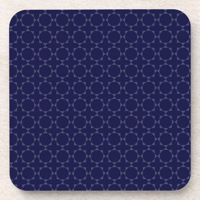 Dark Blue Islamic Geometric Pattern Coaster (Front)