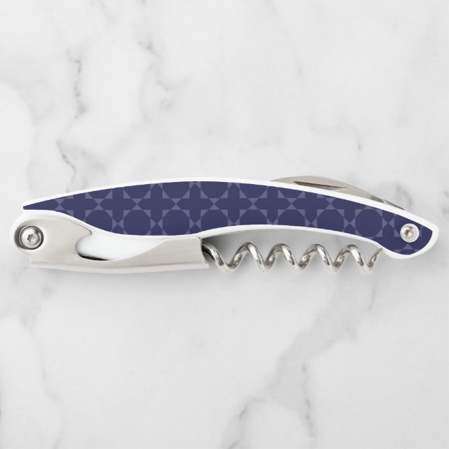 Dark Blue Islamic Geometric Pattern Corkscrew (Front)