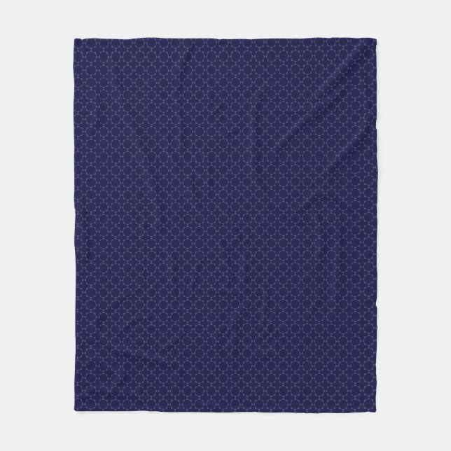 Dark Blue Islamic Geometric Pattern Fleece Blanket (Front)