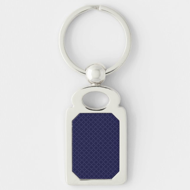 Dark Blue Islamic Geometric Pattern Key Ring (Front)