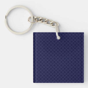 Dark Blue Islamic Geometric Pattern Key Ring