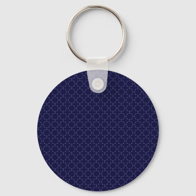 Dark Blue Islamic Geometric Pattern Key Ring (Front)