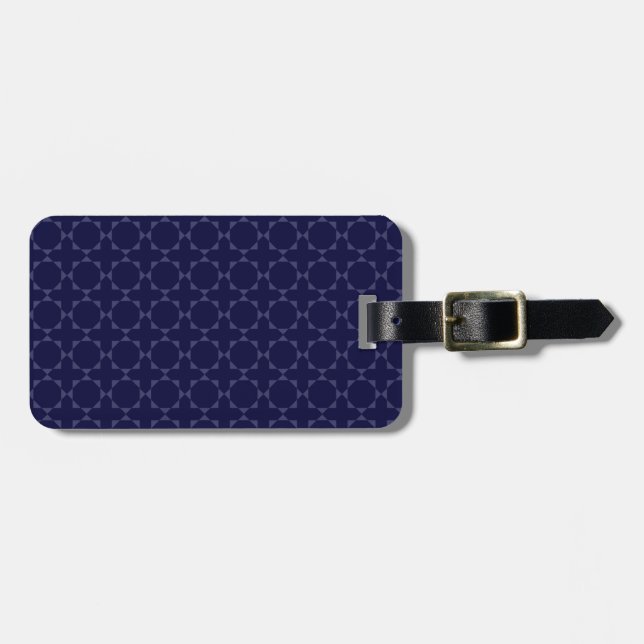 Dark Blue Islamic Geometric Pattern Luggage Tag (Front Horizontal)
