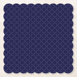 Dark Blue Islamic Geometric Pattern Paper Coaster