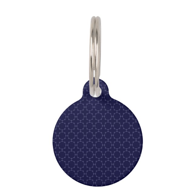 Dark Blue Islamic Geometric Pattern Pet Tag (Front)
