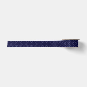 Dark Blue Islamic Geometric Pattern Satin Ribbon