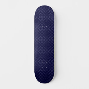 Dark Blue Islamic Geometric Pattern Skateboard