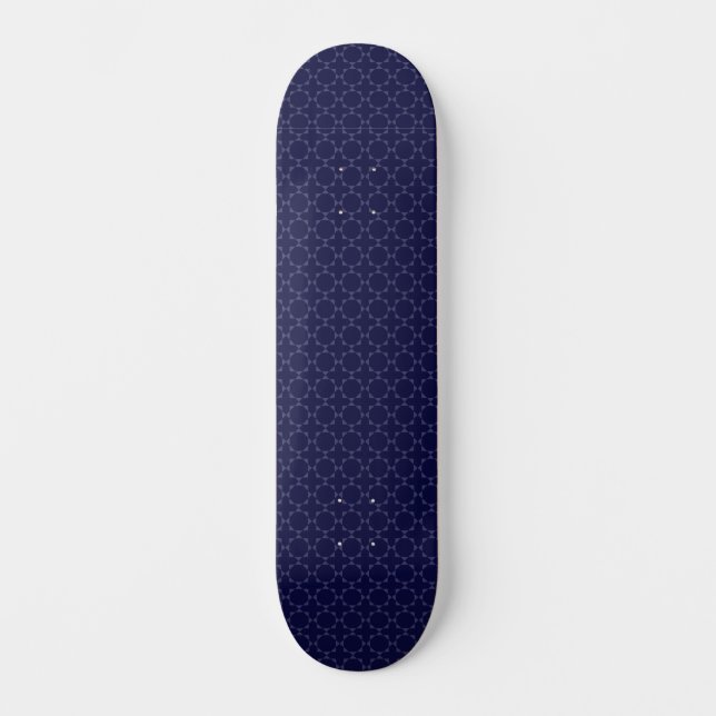 Dark Blue Islamic Geometric Pattern Skateboard (Front)