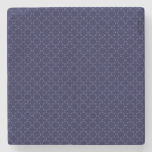 Dark Blue Islamic Geometric Pattern Stone Coaster
