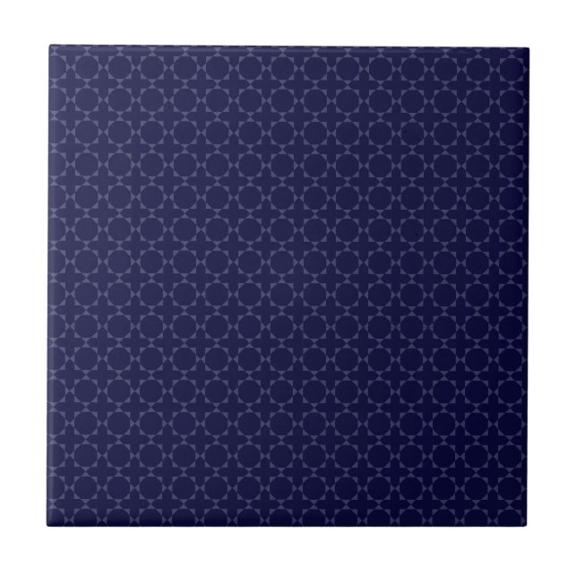 Dark Blue Islamic Geometric Pattern Tile (Front)