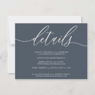 Dark Blue Ivory Signature Simple Details RSVP Card