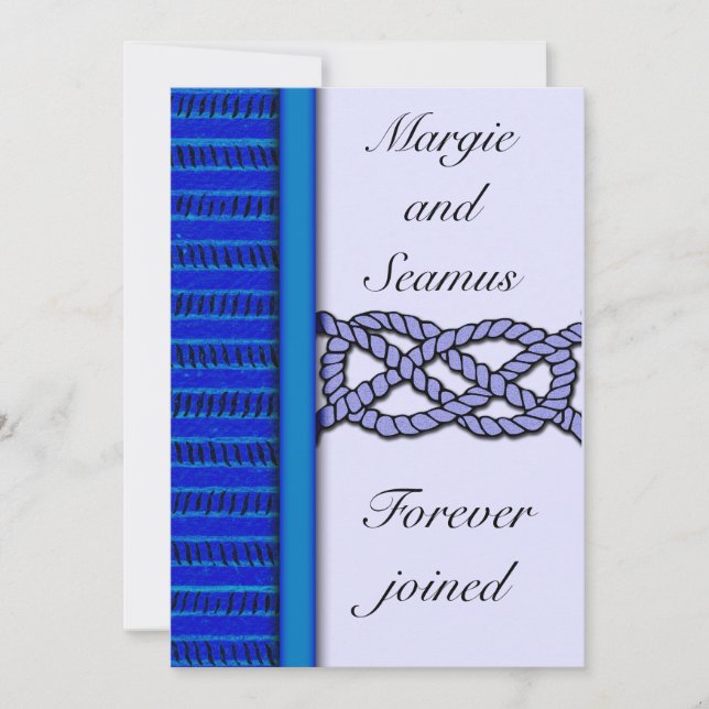 Dark Blue Knotted Nautical Wedding Invitation (Front)