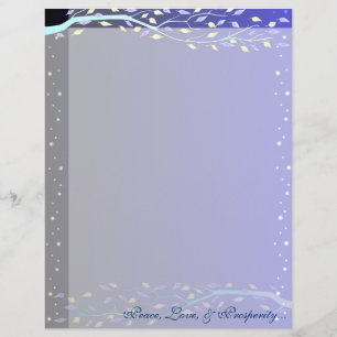 Dark Blue Leafy Branches Letterhead