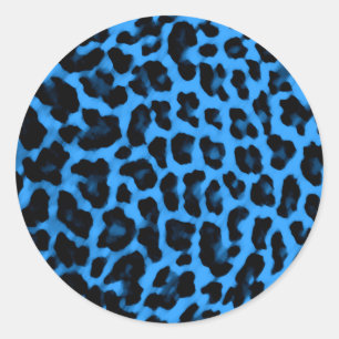 Dark Blue Leopard Print Classic Round Sticker