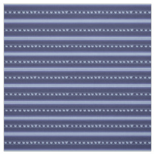 Dark Blue & Light Blue Hearts in Stripes Fabric