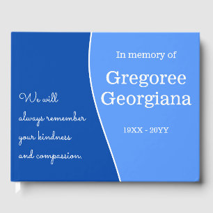 Dark Blue, Light Blue, White Curvy Line Guestbook