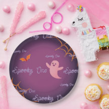 Dark Blue Little Boo Halloween Birthday Plate