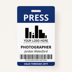 Dark Blue Logo Bar Code Press ID ID Badge