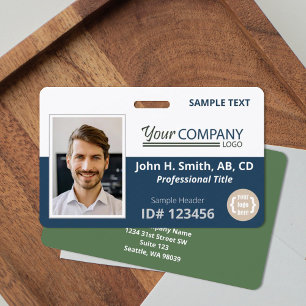 Dark Blue Logo Entry Employee Photo ID Badge