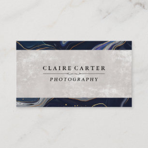 Dark Blue Marble Texture Business Card