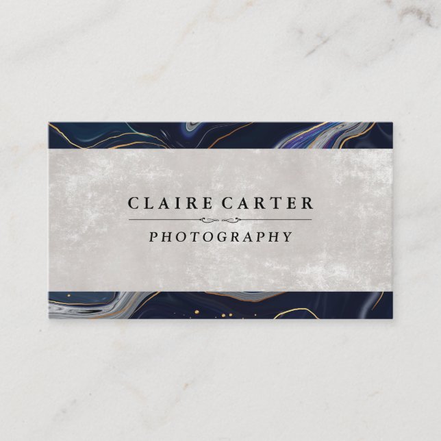 Dark Blue Marble | Texture Business Card (Front)