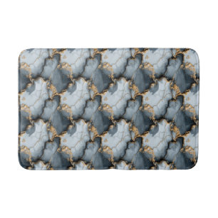 Dark Blue Marble Texture with Liquid Gold Veins Bath Mat