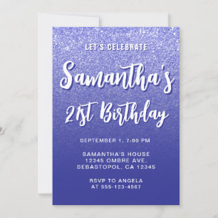 Dark Blue Modern Gradient 21st Birthday Invitation