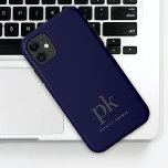 Dark Blue Modern Minimalist Simple Monogram Case-Mate iPhone Case<br><div class="desc">Dark Blue Modern Minimalist Simple Monogram iPhone 11 Case</div>