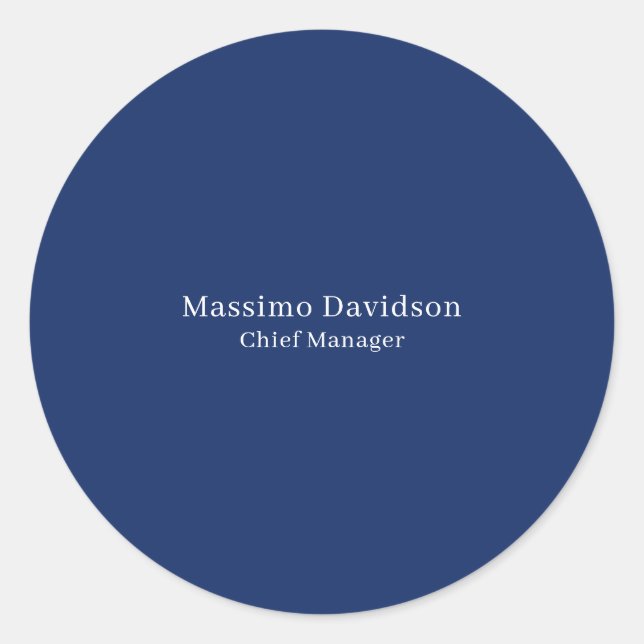 Dark Blue Modern Minimalist Simple Serif Font Classic Round Sticker (Front)