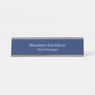 Dark Blue Modern Minimalist Simple Serif Font Desk Name Plate