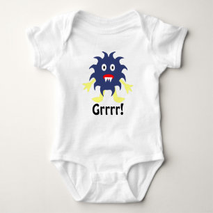 Dark Blue Monster Infant Outfit Baby Bodysuit