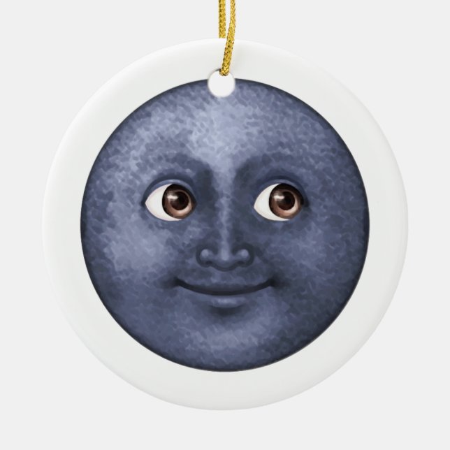 Dark Blue Moon - Emoji Ceramic Tree Decoration (Front)
