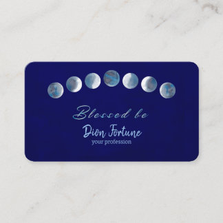 Dark Blue Moon Phases Blessed Be Business Card