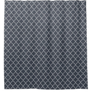 Dark Blue Moroccan Quatrefoil Pattern Shower Curtain